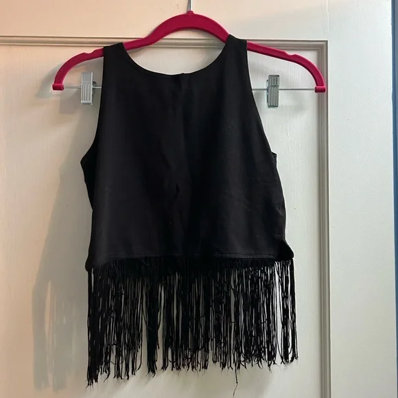 Forever 21 Tops Forever Black Fringe Crop Top Size M Poshmark